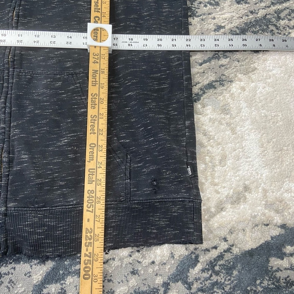 Vintage Y2K Vans Mens L thrashed Dark Grey Heather Full Zip Logo Hoodie - Picture 5 of 8